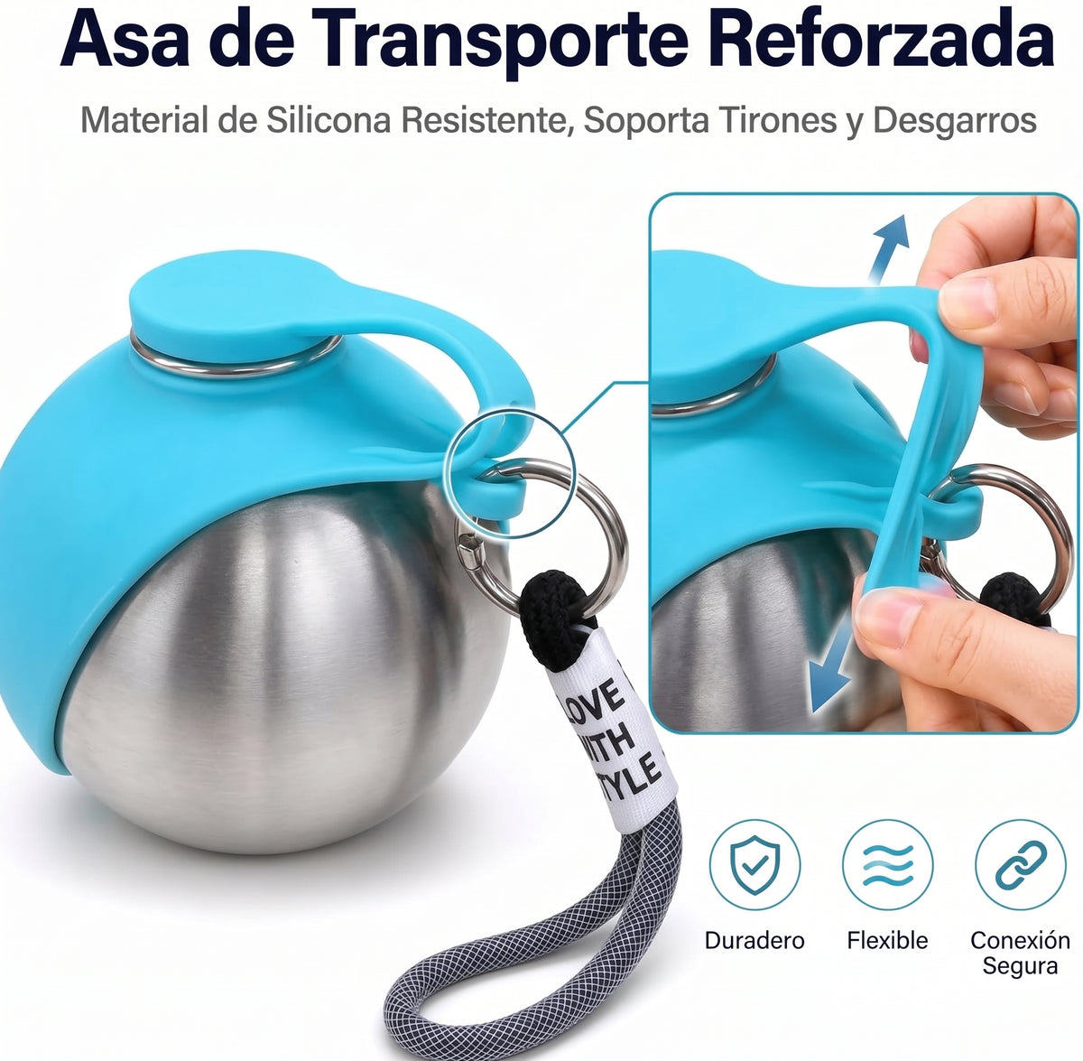 Botella De Agua 2 En 1 Para Perros — Acero Inoxidable 304, 285 Ml, Bol Plegable De Silicona Y Cierre Antiderrame