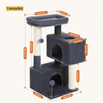 Rascador Torre para Gatos Grandes con 2 Casetas y Mirador