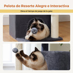 Rascador Torre para Gatos Grandes con 2 Casetas y Mirador